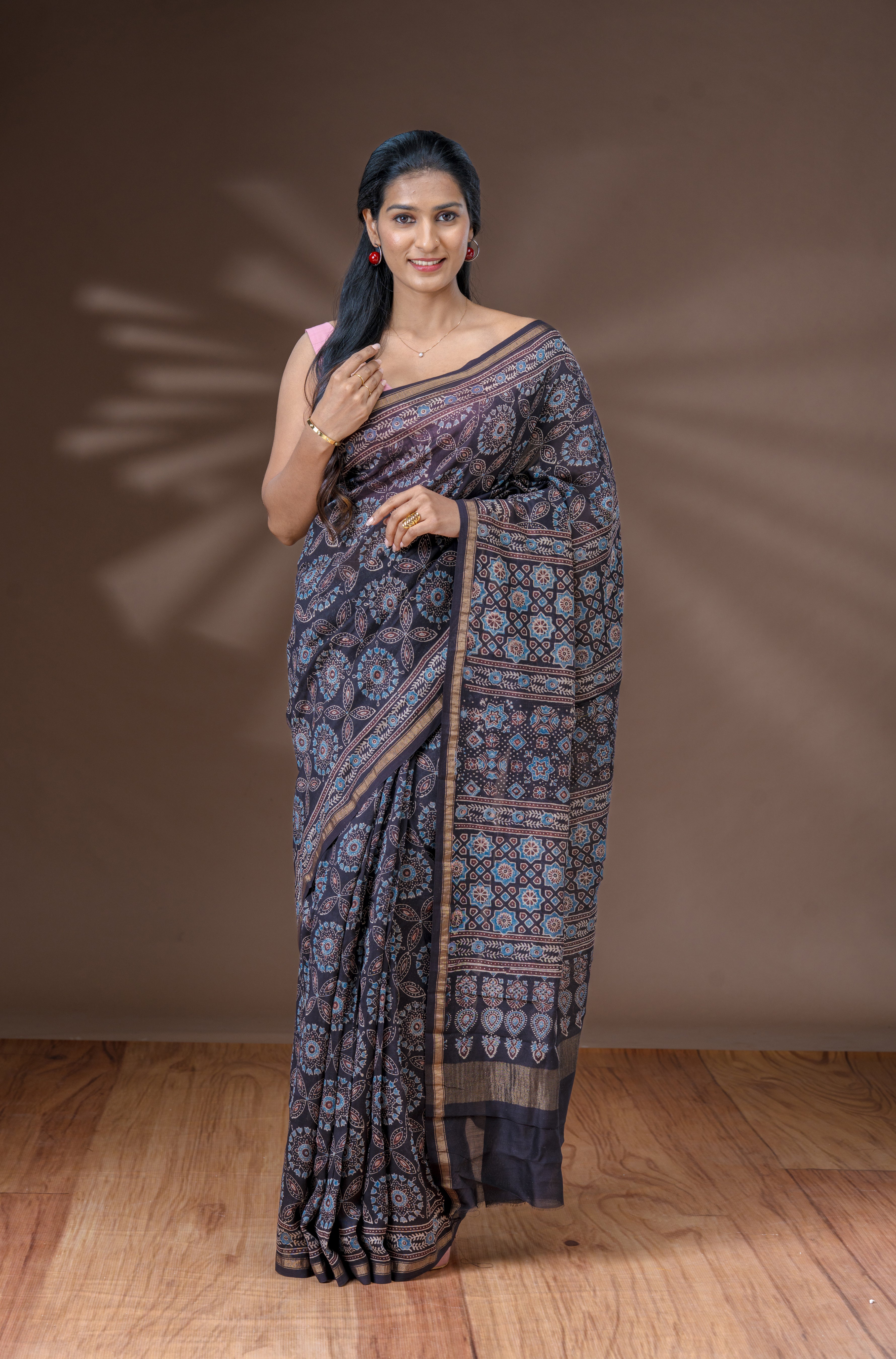 Black Chanderi Saree