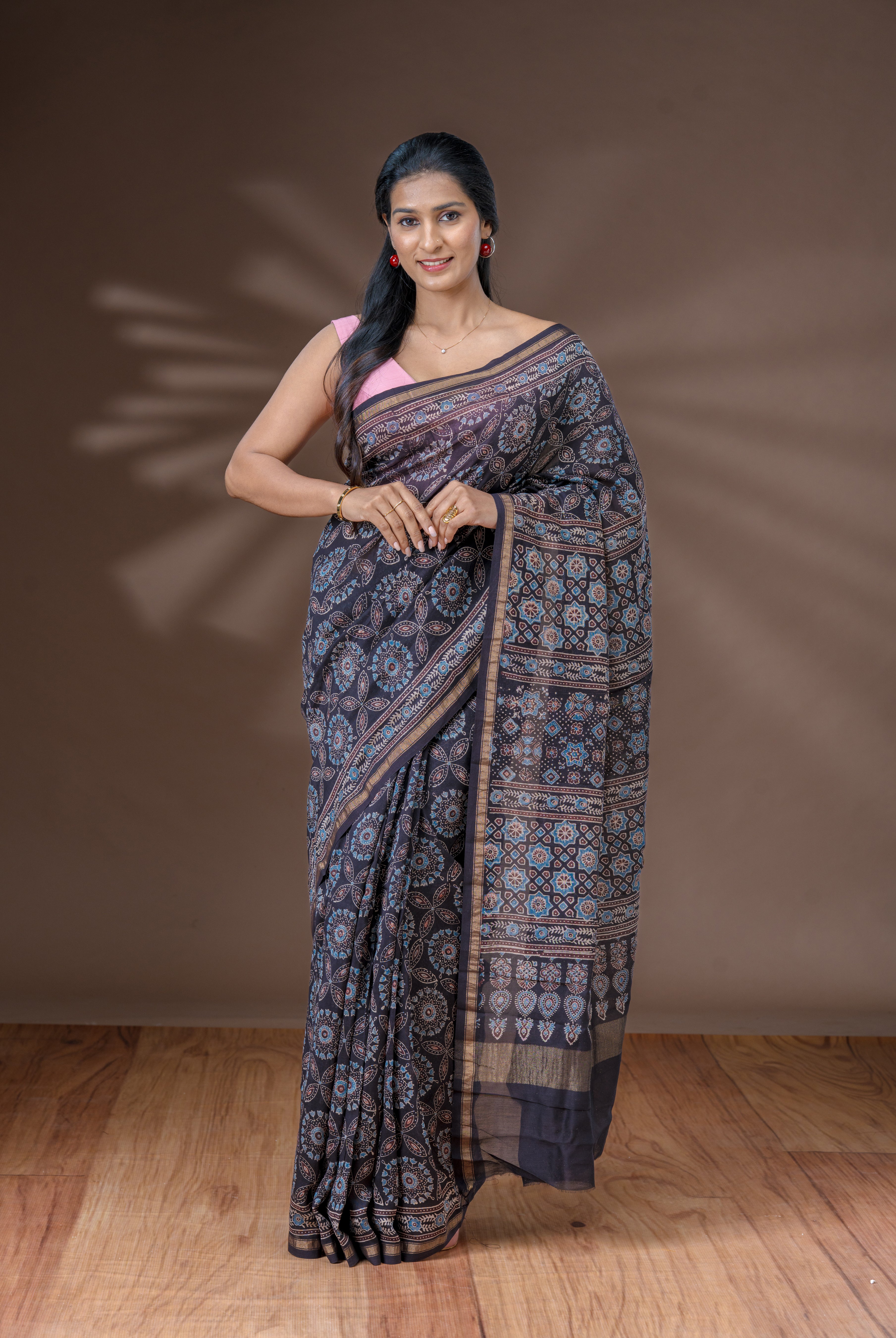 Black Chanderi Saree
