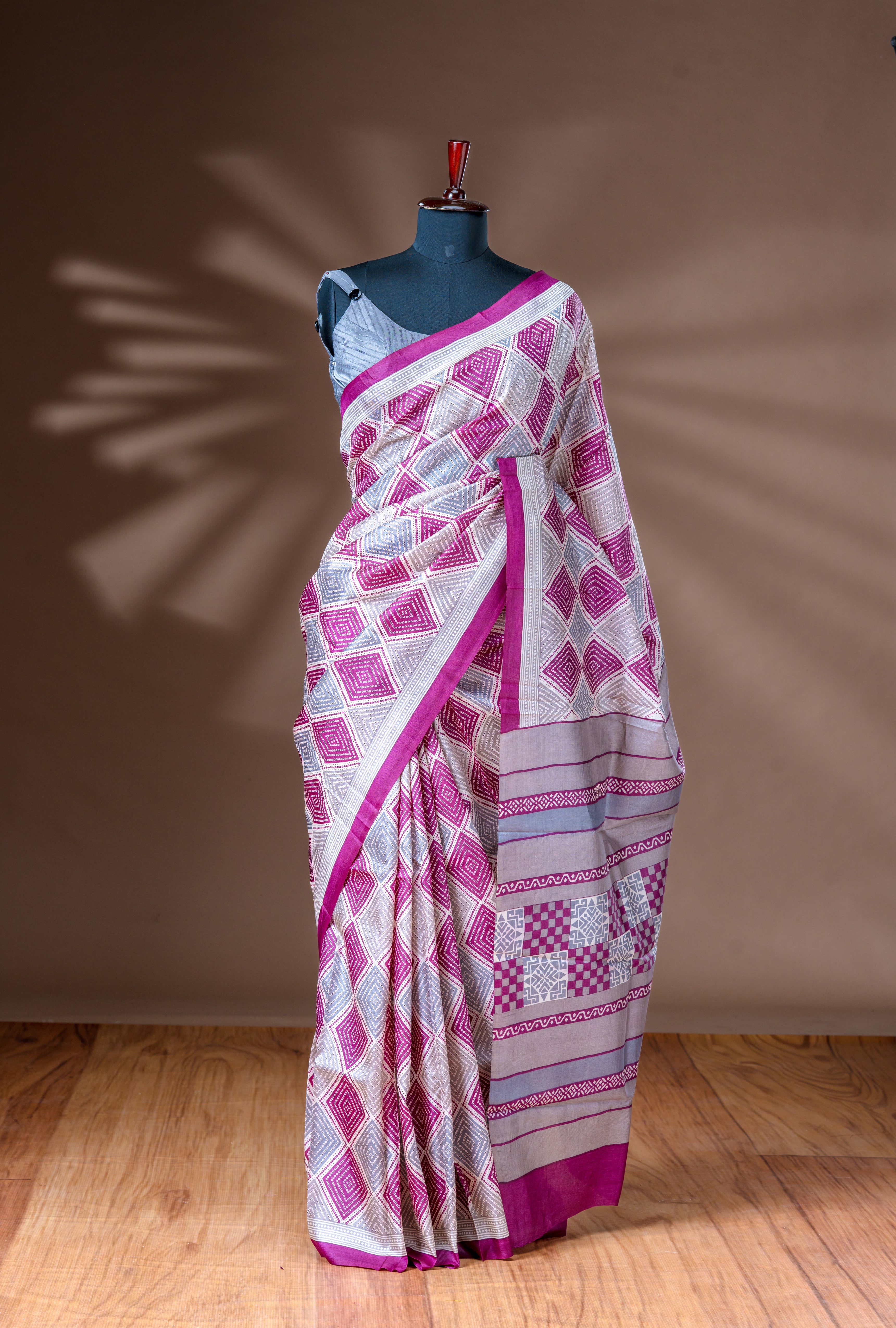 Orchid Pink Tussar Silk Saree