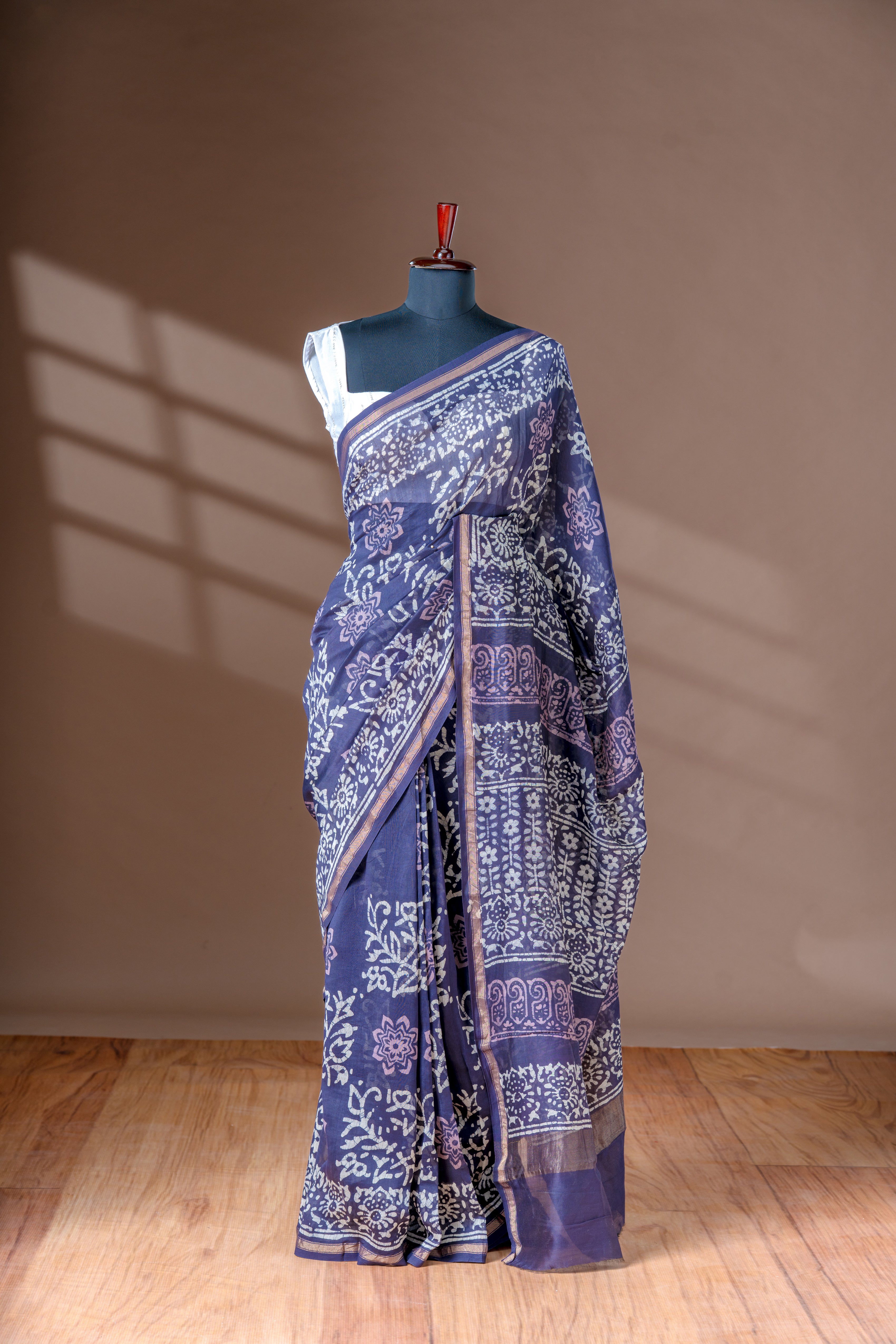 Navy Blue Cotton Saree