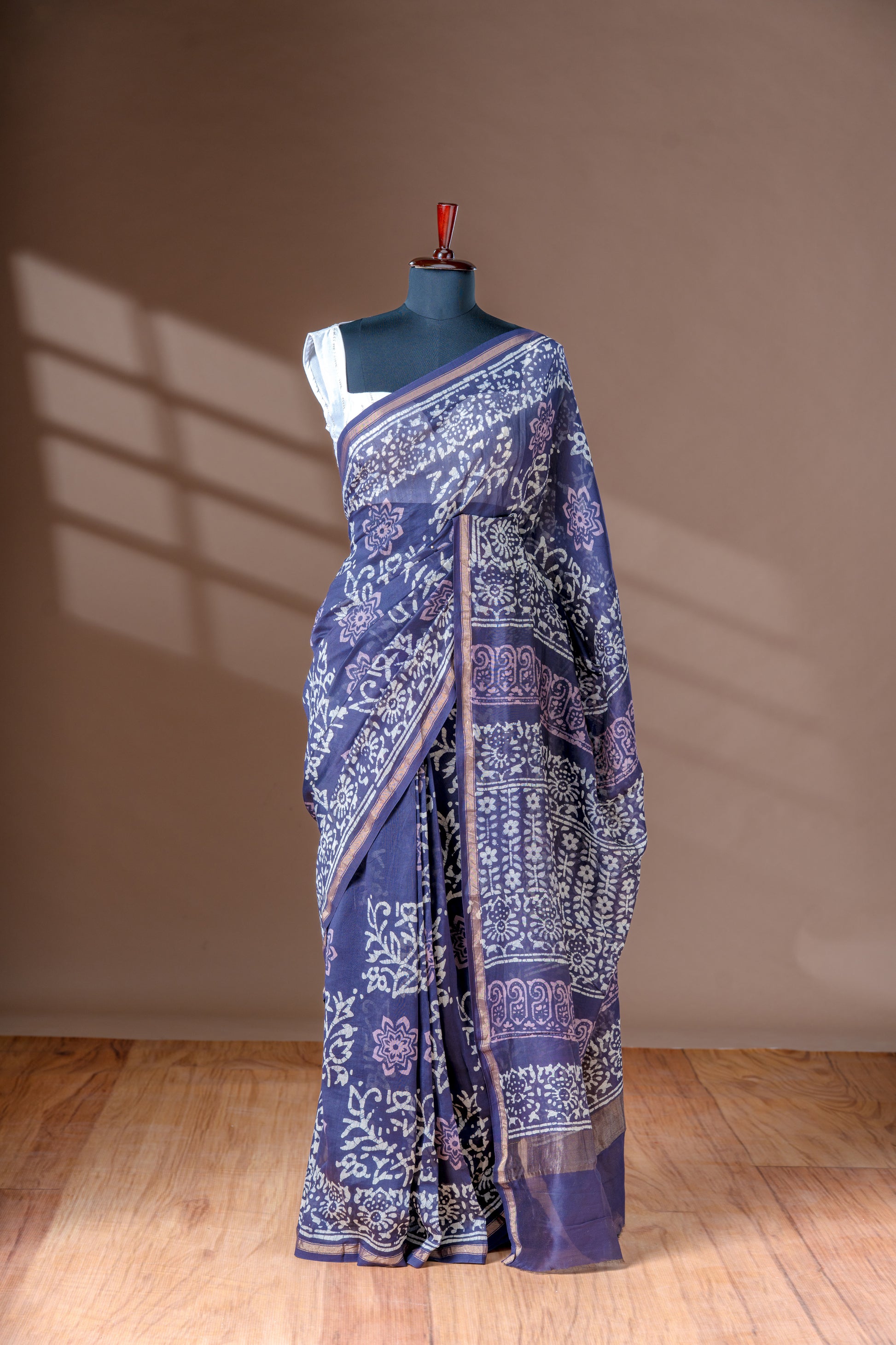 Navy Blue Cotton Saree