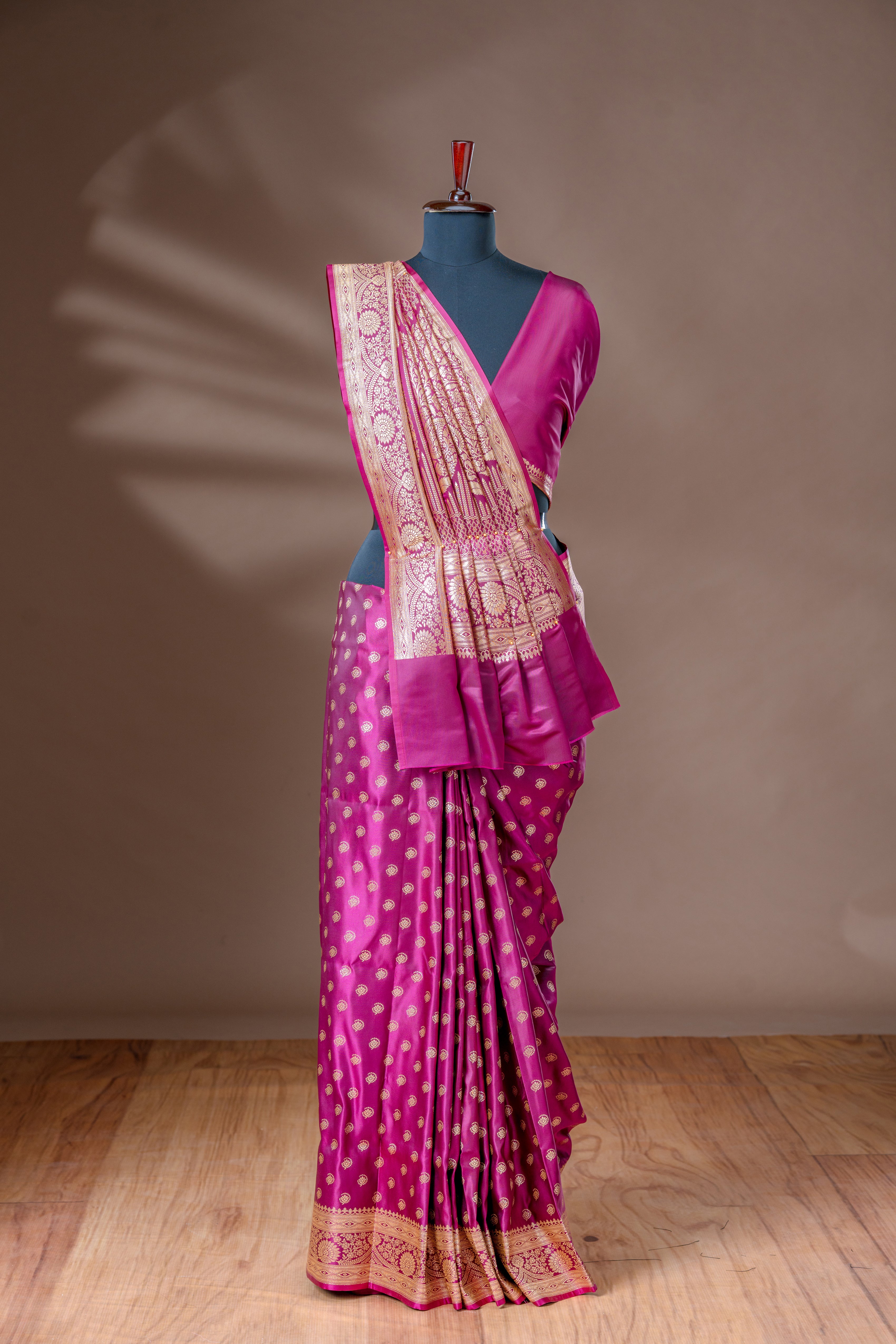 Deep Pink Banarasi Silk Saree