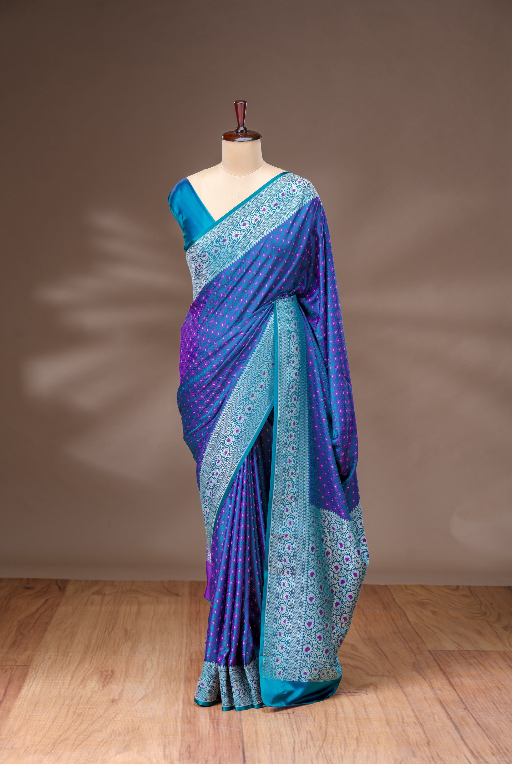 Blue & Purple Banarasi Silk Saree